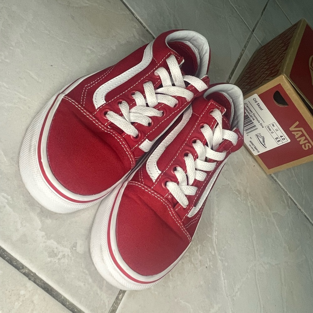 Vintage Vibes: Women's Size 5.5 Old Skool Red Vans in with Original Box